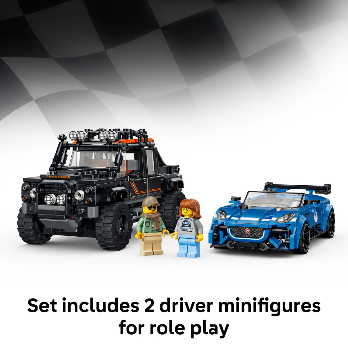 LEGO Speed Champions Jaguar Project 7 & Land Rover Defender - Building Toy for Boys & Girls, Ages 10+ - Toy Car for Kids - Detailed Features - Gift for Birthdays - 77264