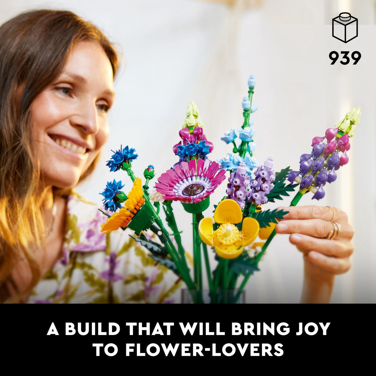 LEGO Botanicals Artificial Wildflower Bouquet - Fake Indoor Flower Building Set for Home, Kitchen, Desk Decoration, Adults Ages 18+ - Birthday or Anniversary Gift Idea - 10313