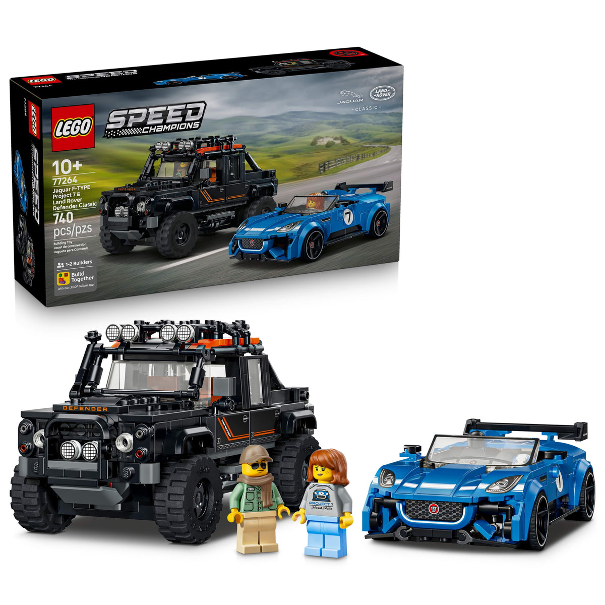 LEGO Speed Champions Jaguar Project 7 & Land Rover Defender - Building Toy for Boys & Girls, Ages 10+ - Toy Car for Kids - Detailed Features - Gift for Birthdays - 77264